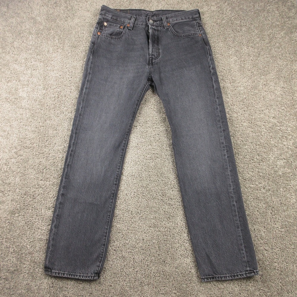 Levis Jeans Mens 30x30 Black Faded Washed 501 Button Fly Original Denim Pants